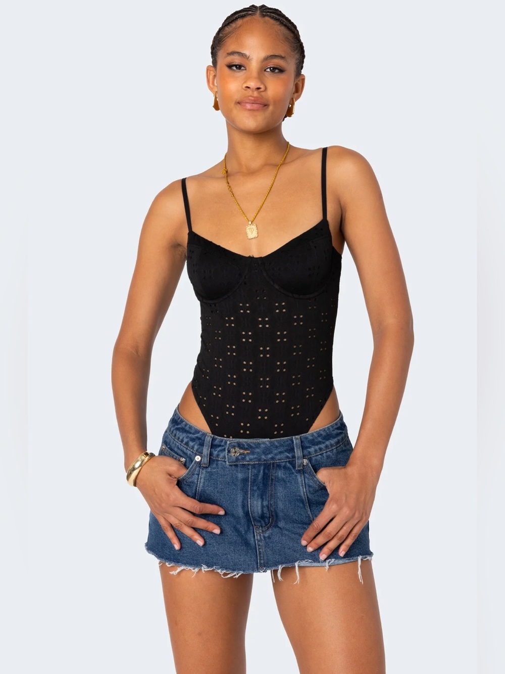 Edikted Raven Cupped Eyelet Bodysuit